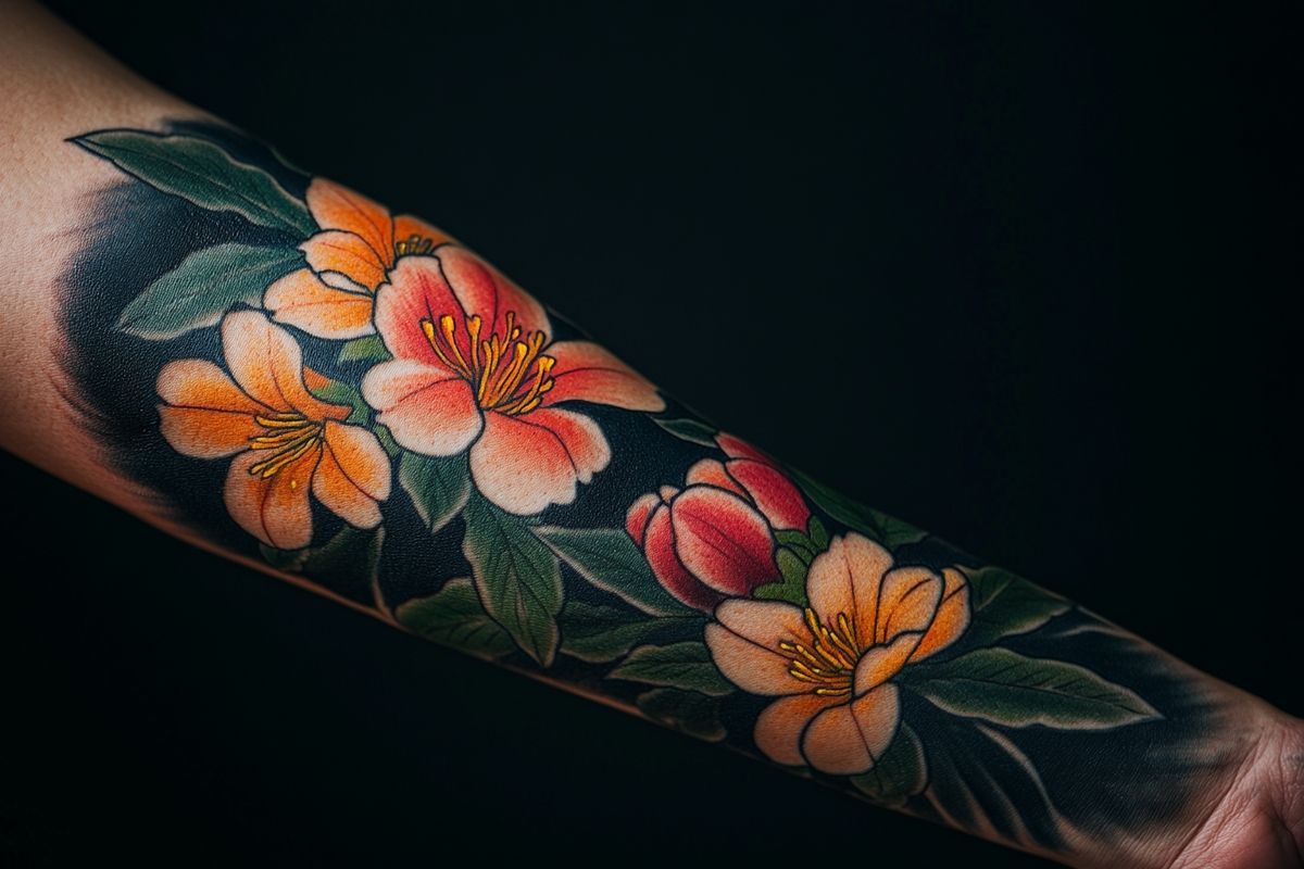 Le freesia dans l'art du tatouage japonais